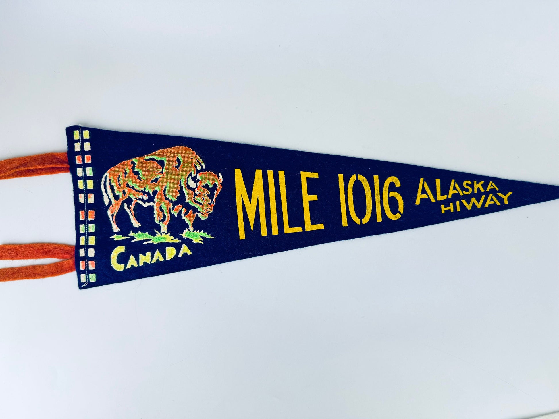 Product image for 'vintage canadian souvenir large tapered pennant wall hangings sold separately calgary alberta mile 1016 alaska highway cambridge bay' (view 7c1f39)