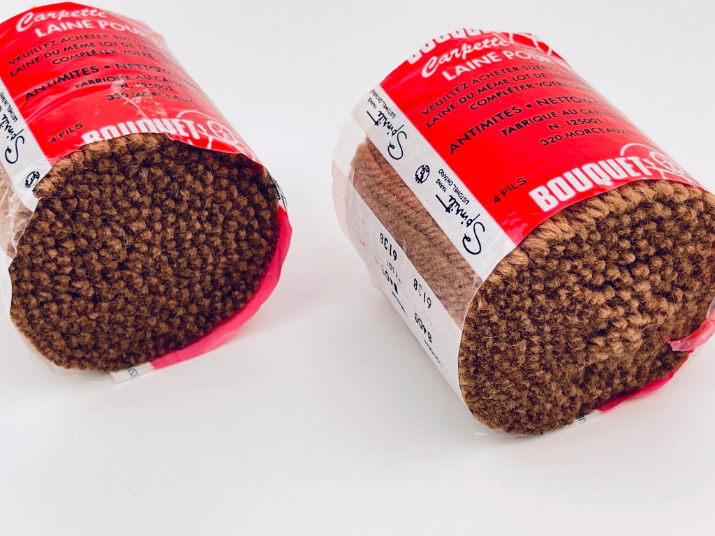 Product image for 'vintage light brown wool rug yarn bouquet carpette pure virgin wool mothproof 320 pieces canada made pack of two 2' (view bc2c23)