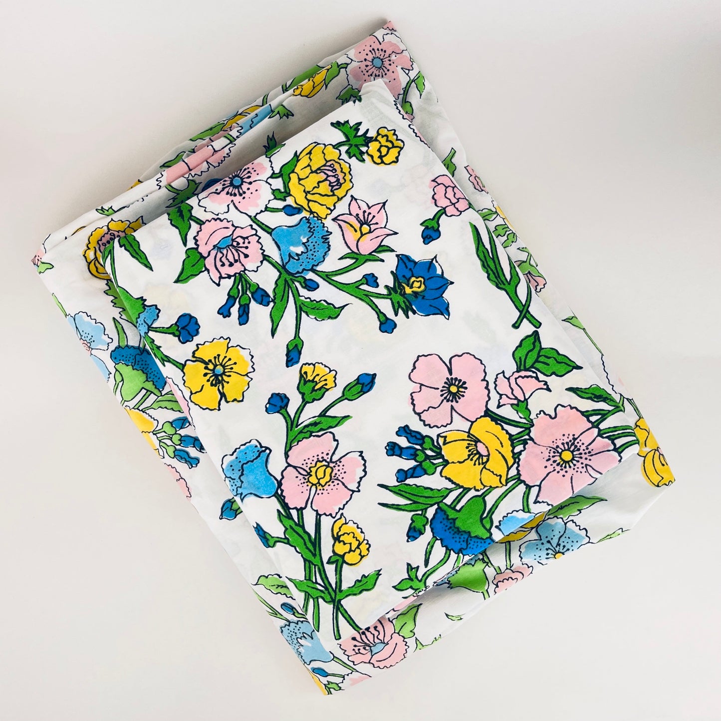 Product image for 'vintage spring mills twin double bedding set floral flat fitted sheet set 65 35 cotton polyester blend made in usa' (view b3c0bf)