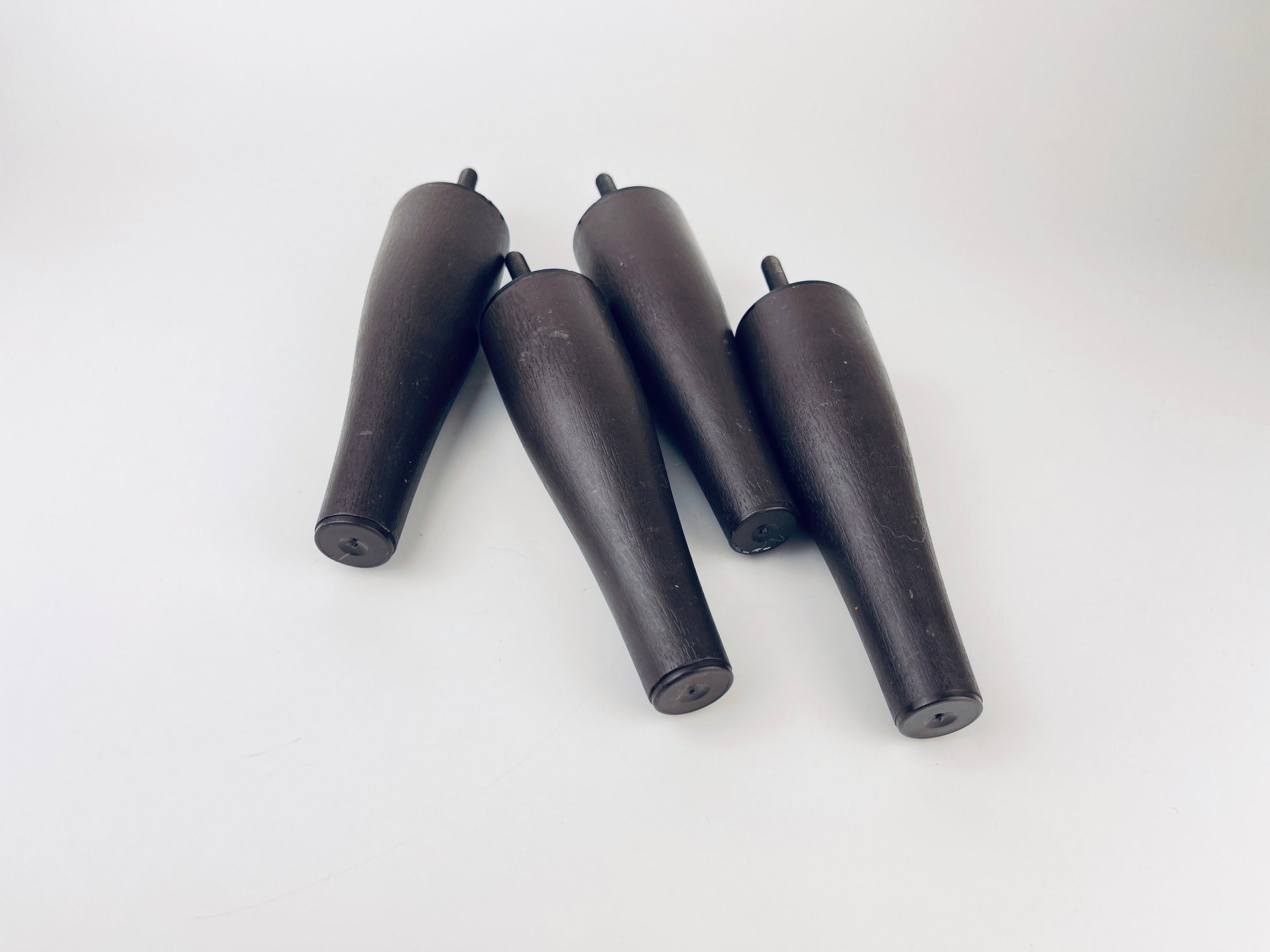 Product image for 'vintage mcm dark brown round faux wood replacement legs 6 set of four 4 patented 1979' (view 726a96)