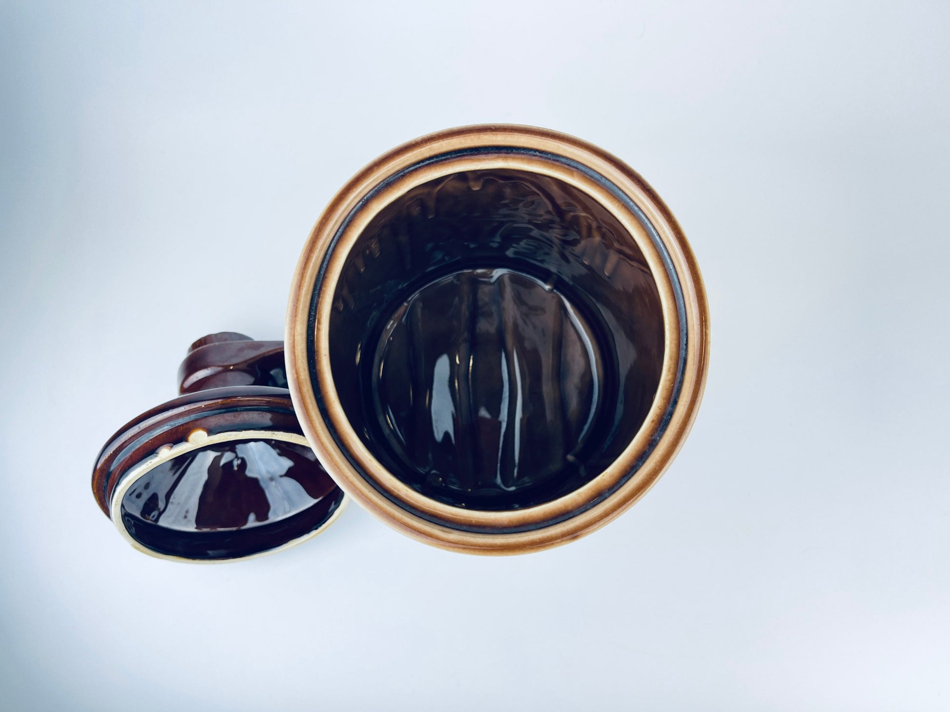 Product image for 'vintage mccoy pottery brown glazed ceramic cookie jug kitchen countertop canister made in usa' (view 85859e)