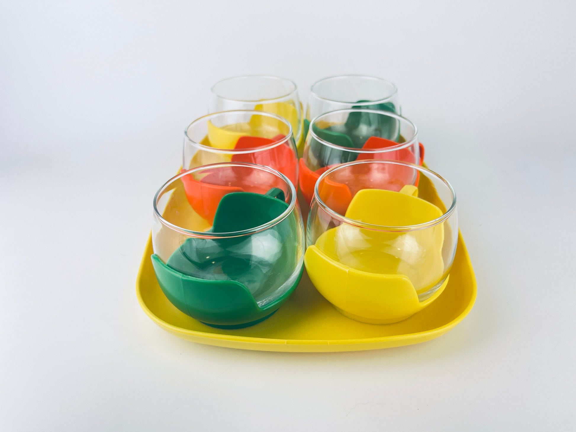 Product image for 'vintage mid mod roly poly colourful glass mug set melitta coffee tea cups set of six 6' (view 3fbcff)