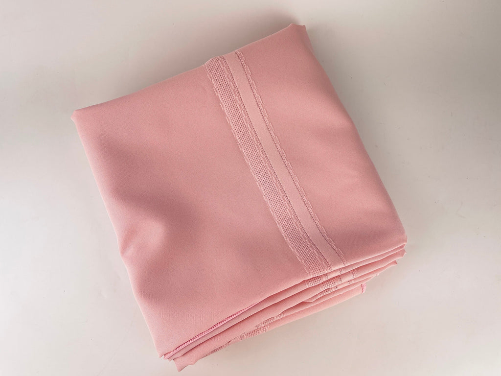 Product image for 'vintage pink rectangular tablecloth 90s tablescape textured ribbon stripes' (view fcf2d6)