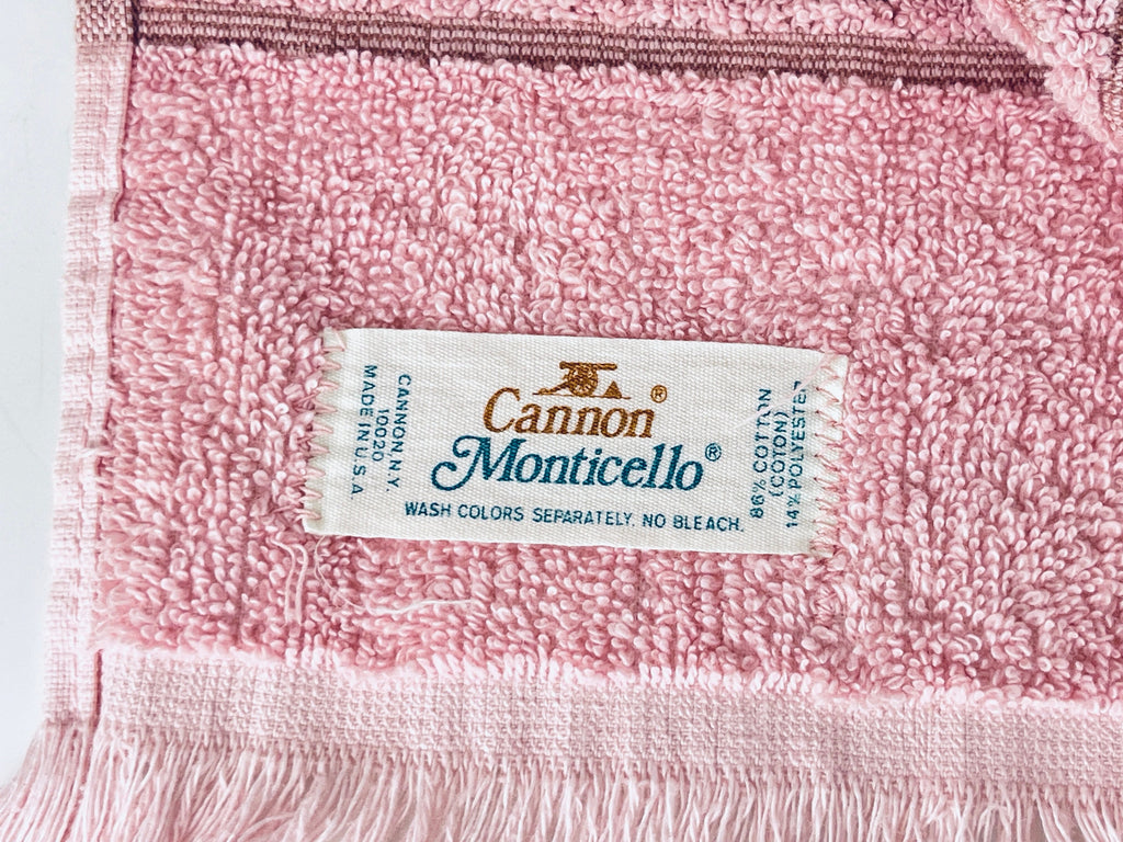 Product image for 'vintage cannon monticello rectangular fringe bath towel made in usa cotton polyester blend pink white yellow blue sold separately' (view 29c39a)