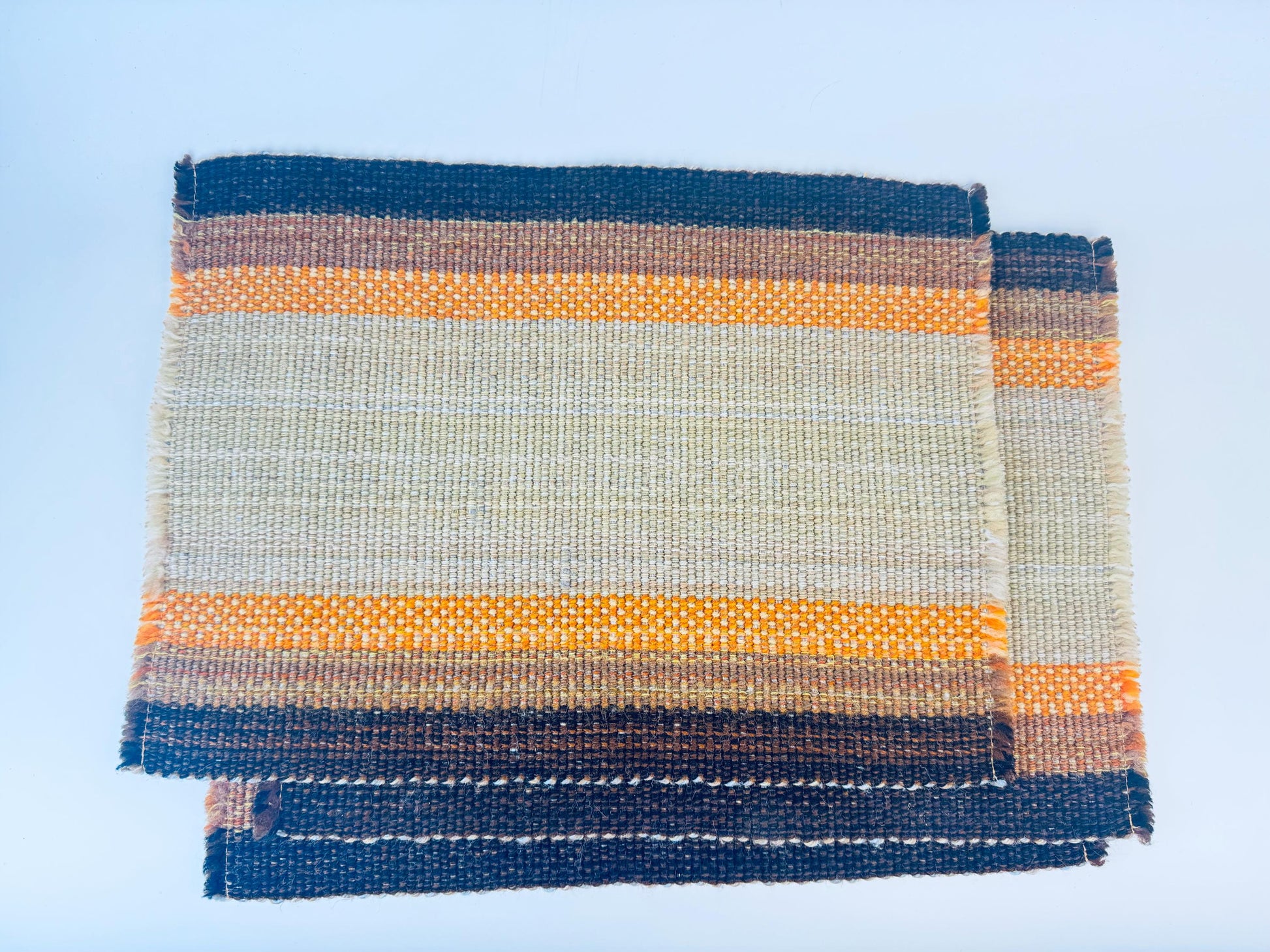 Product image for 'vintage beige brown striped fringe style place mats sets sold separately' (view d77e30)