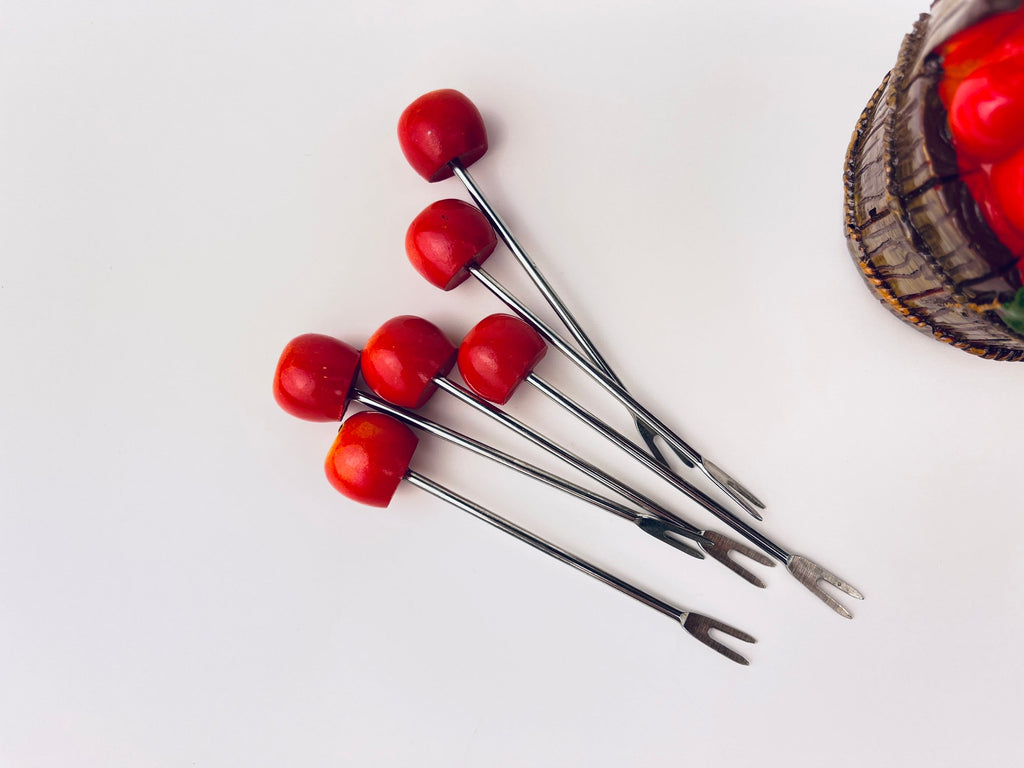 Product image for 'vintage apple bucket cocktail picks set of 6 mid century charcuterie utensils' (view 481d9c)