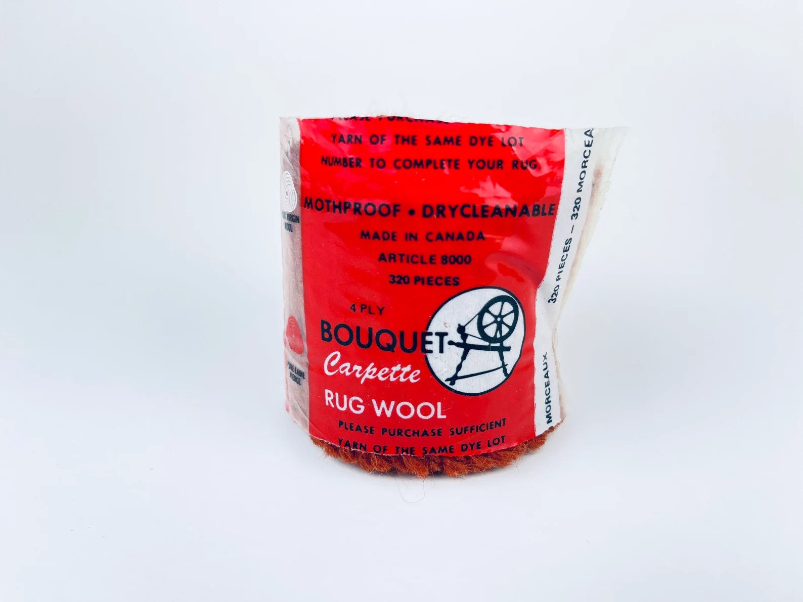 Product image for 'vintage wool rug yarn bouquet carpette spinrite yarns pure virgin wool mothproof 320 pieces canada made packages sold separately' (view 9f519a)