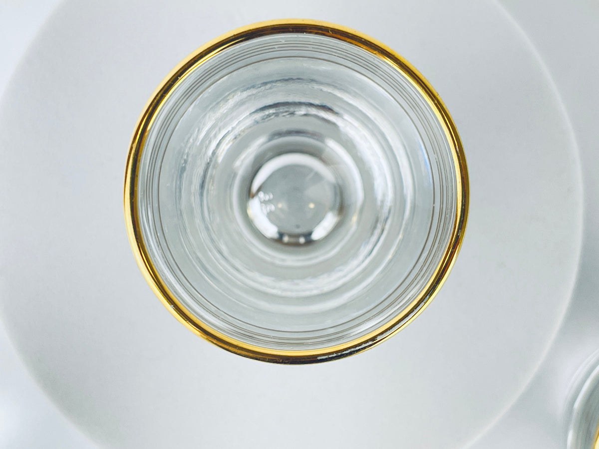 Product image for 'vintage french gold striped clear shot glass barware set set of four 4 made in france' (view 7e5da2)