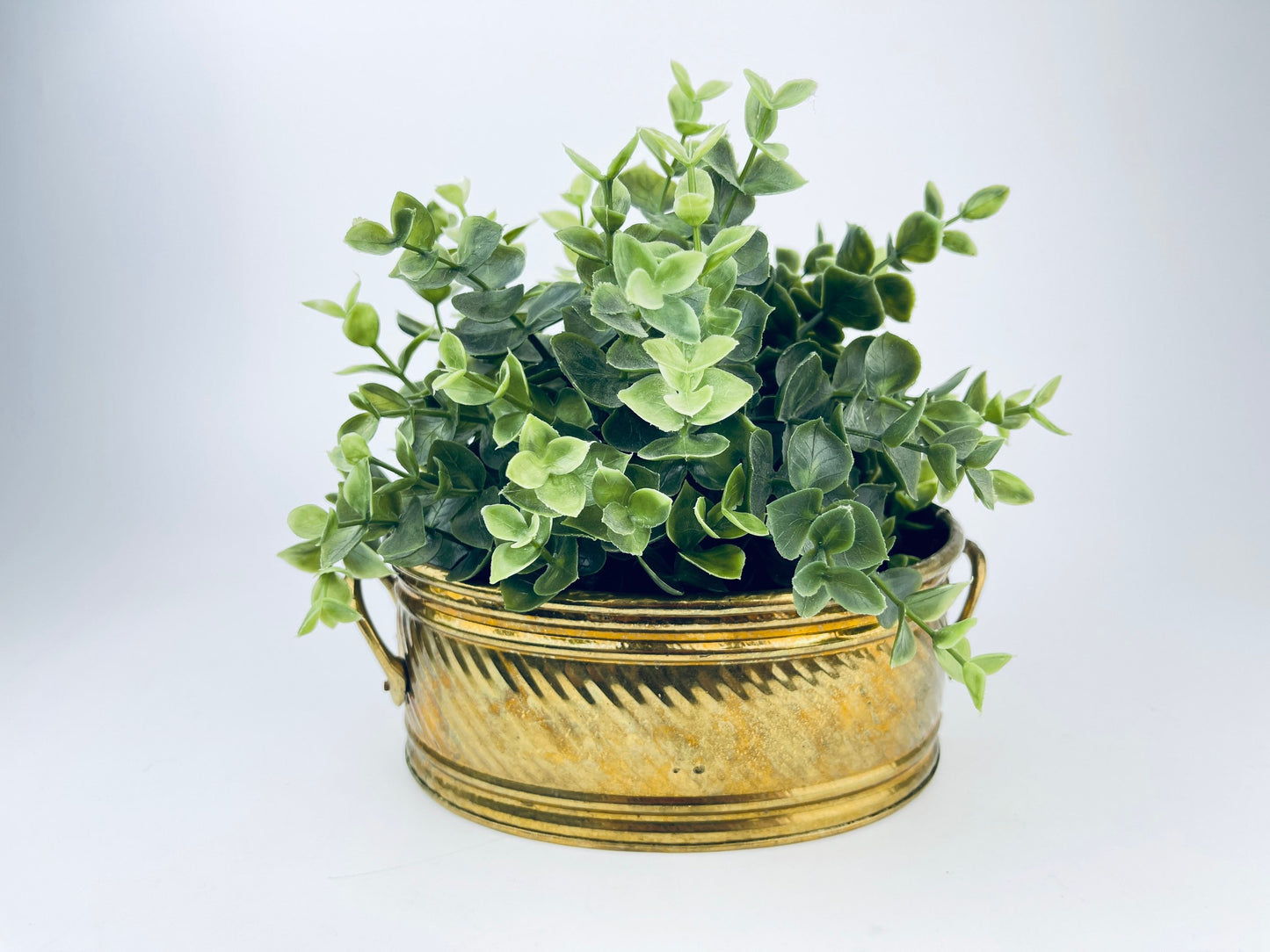 Product image for 'vintage handled brass oval indoor planter attractive aged metal patina' (view 985f5f)