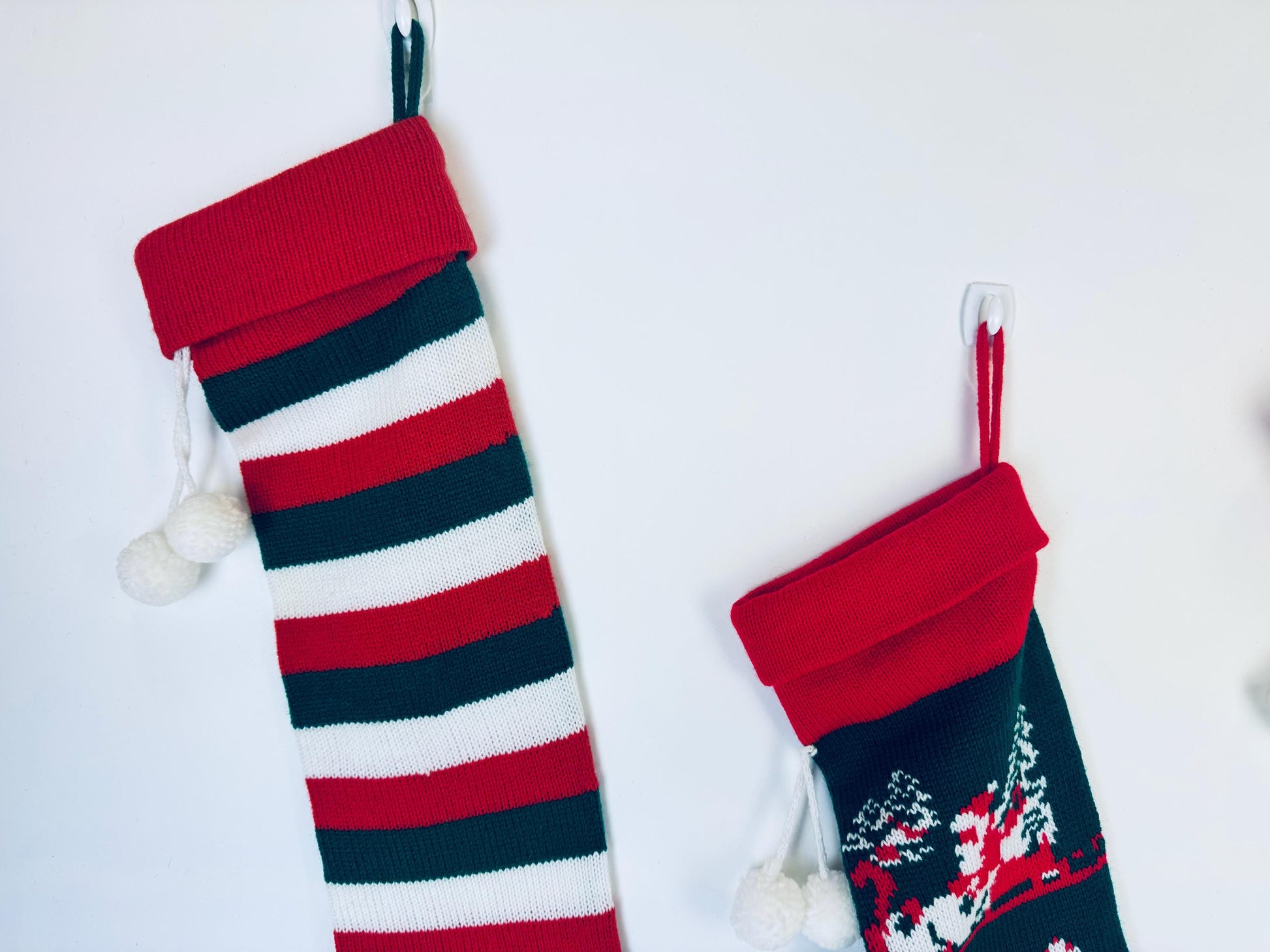 Product image for 'vintage christmas knit stocking striped santa sleigh pattern new old stock nos made in taiwan sold separately' (view 39e2ff)