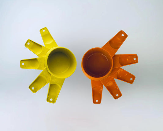 Product image for 'vintage stacking plastic tupperware measuring cups set of five 5 made in canada sets sold separately' (view 95817b)