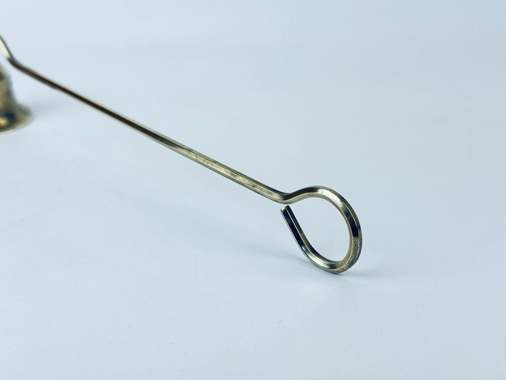 Product image for 'vintage solid brass candle snuffer douter attractive aged metal patina' (view e5922a)
