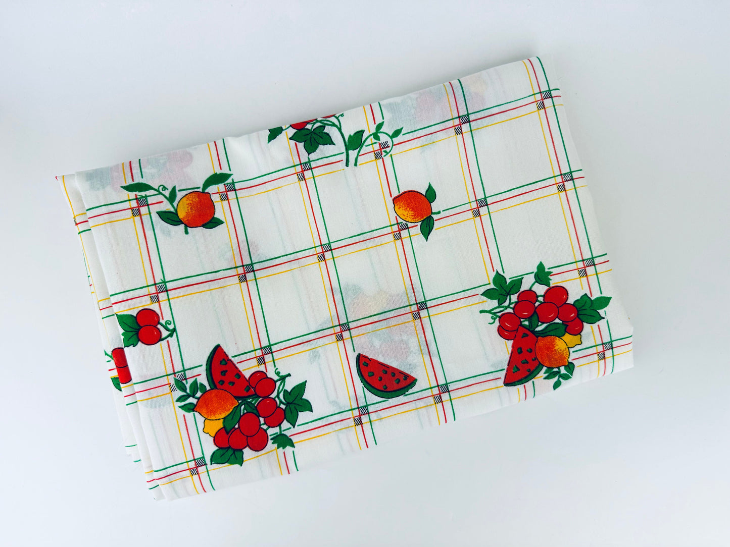 Tissu à carreaux vintage à motif de fruits - 122 x 122 cm - Matériel de pique-nique