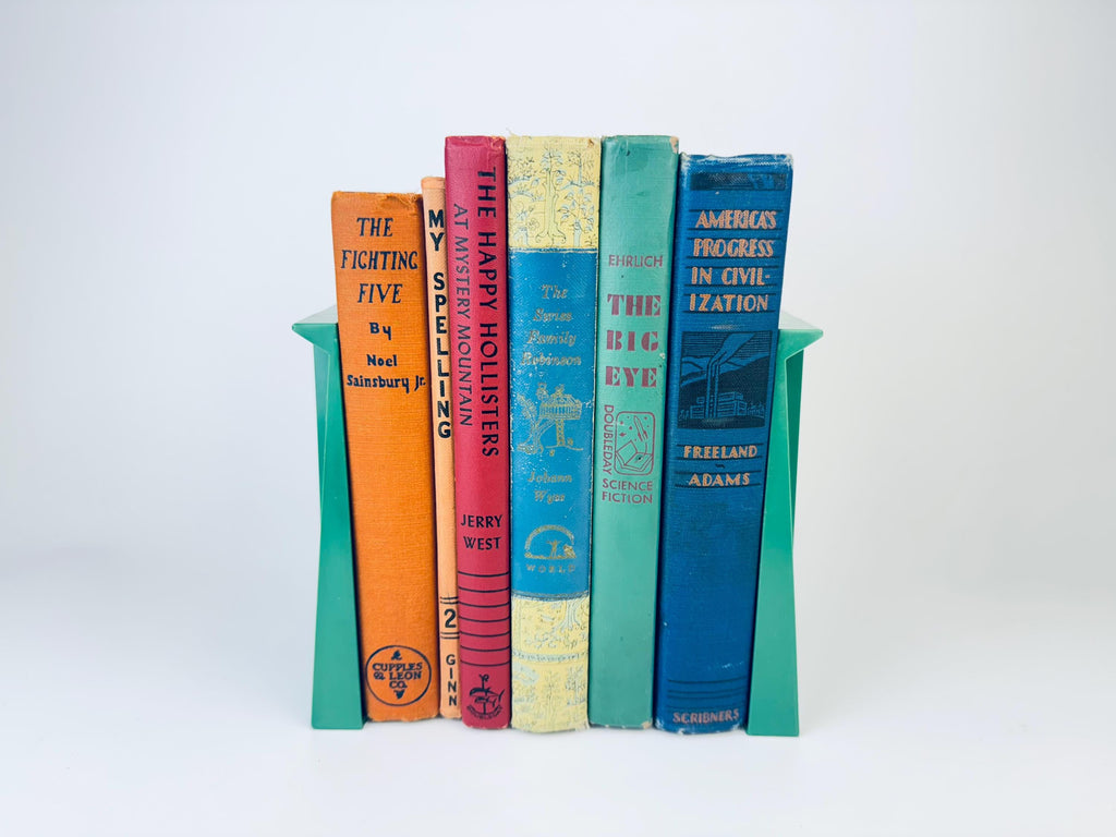 Product image for 'vintage bro dart atomic aqua green plastic book ends set of two 2 made in usa' (view cbe017)