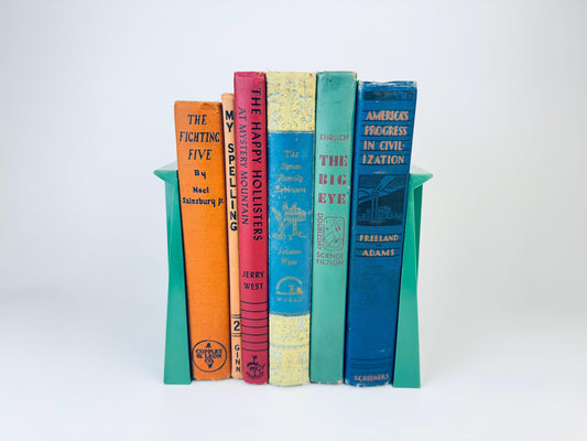 Product image for 'vintage bro dart atomic aqua green plastic book ends set of two 2 made in usa' (view cbe017)