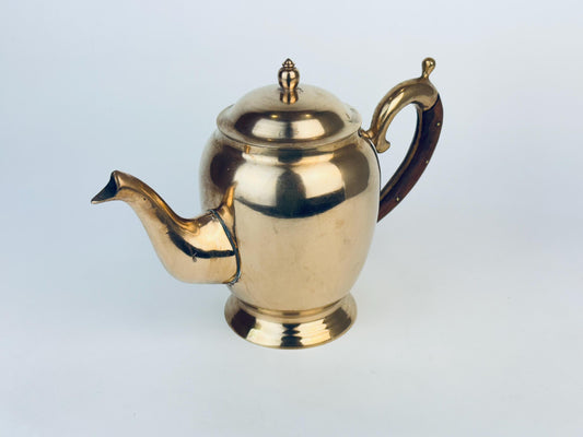 Product image for 'vintage solid brass wood handle teapot kettle' (view cd6235)