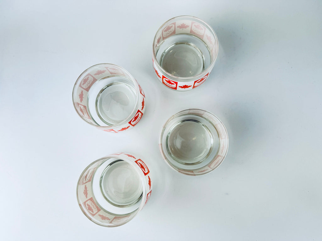 Product image for 'vintage 1976 canada olympics lowball rock glasses set of four 4 barware gift vintage canadiana' (view b6d24a)