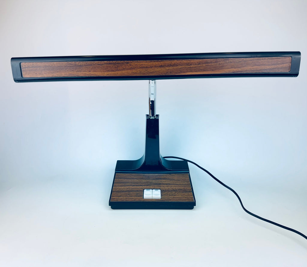 Product image for 'vintage task study table lamp flexible silver metal gooseneck faux wood design base' (view f3aee4)