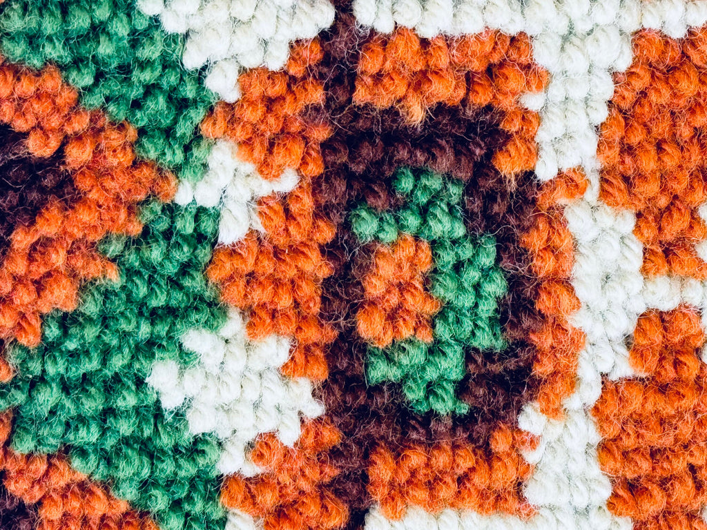 Product image for 'vintage handmade geometric latch hook tapestry wall hanging 30 x 43' (view 436eda)
