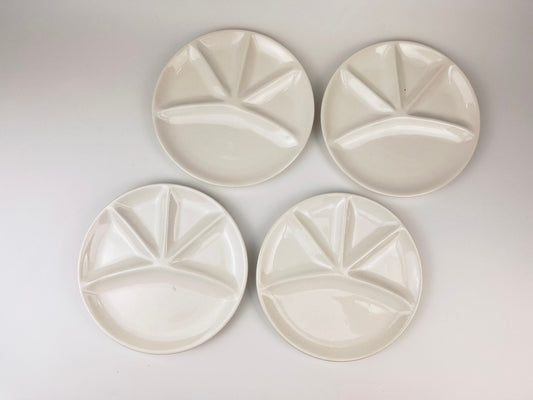 Product image for 'vintage 1970s white glazed ceramic fondue sushi plates set of 4' (view db1d58)