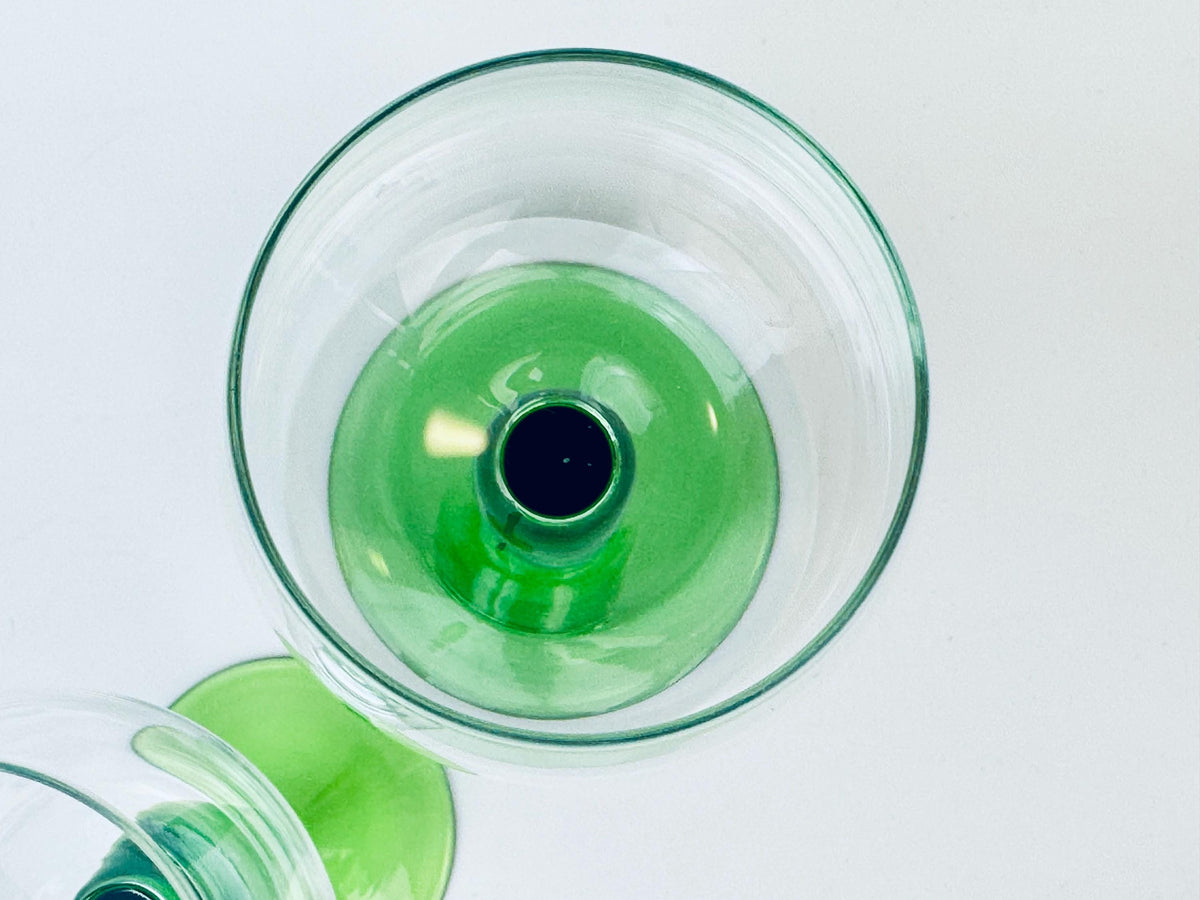 Product image for 'vintage 1970s green stem wine glasses set of 2' (view 72c6a0)
