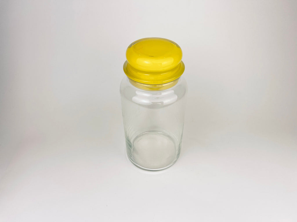 Product image for 'vintage tall airtight glass jar bold yellow lid' (view a8d945)