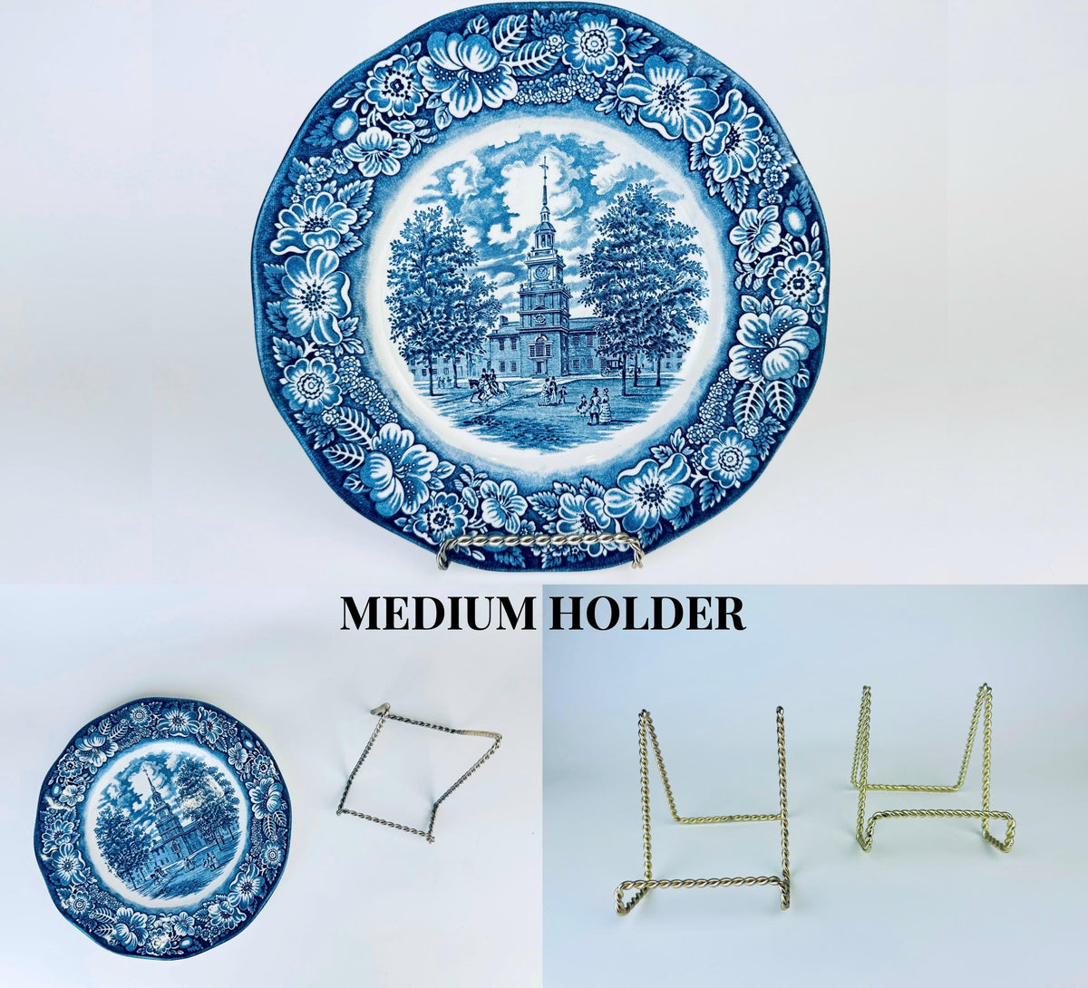 Product image for 'vintage twisted gold metal easel picture sheet music plate holder sold separately' (view efe221)
