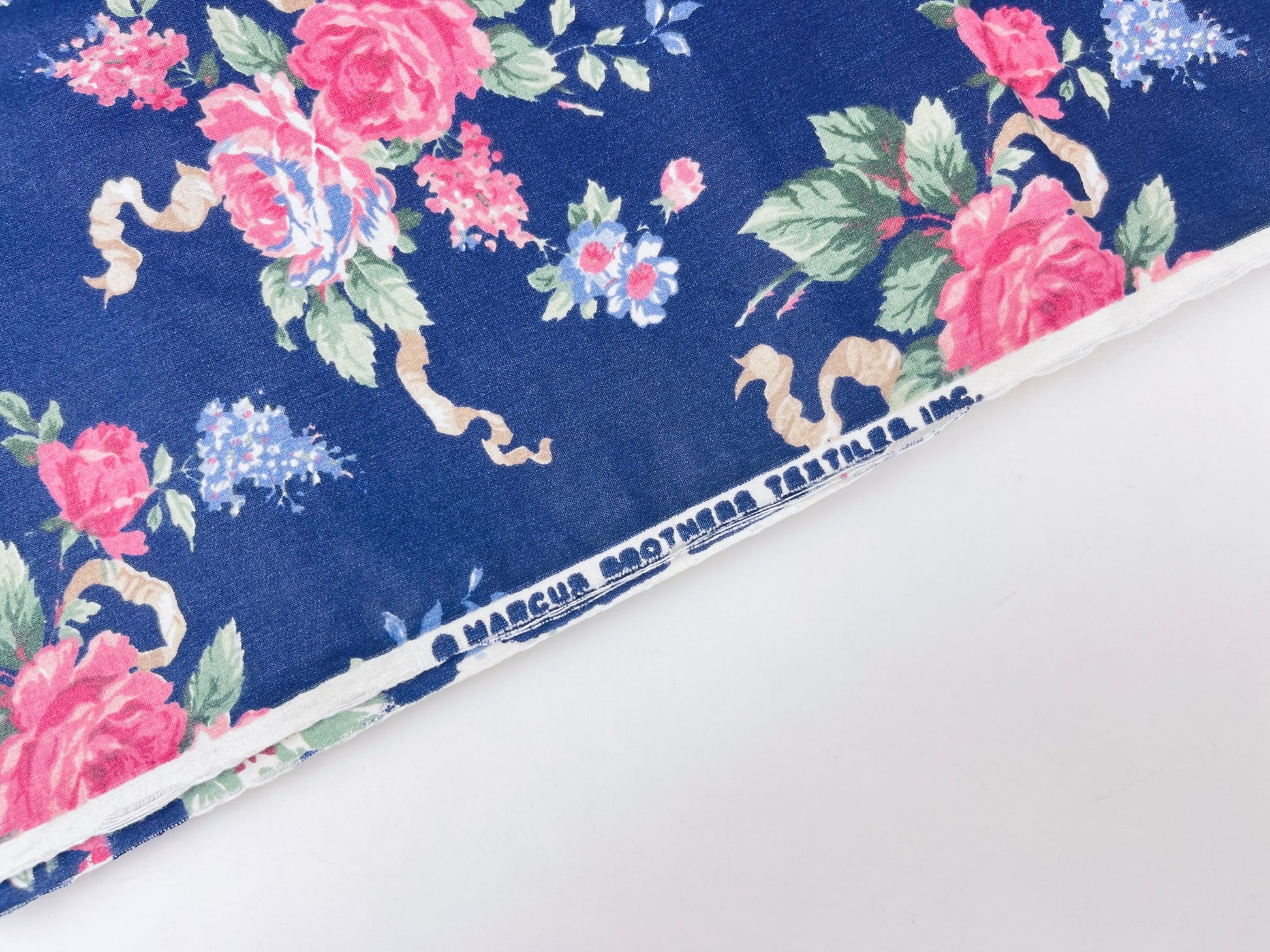 Product image for 'vintage indigo floral print fabric 42 x 45 marcus brothers textiles' (view 1954fd)