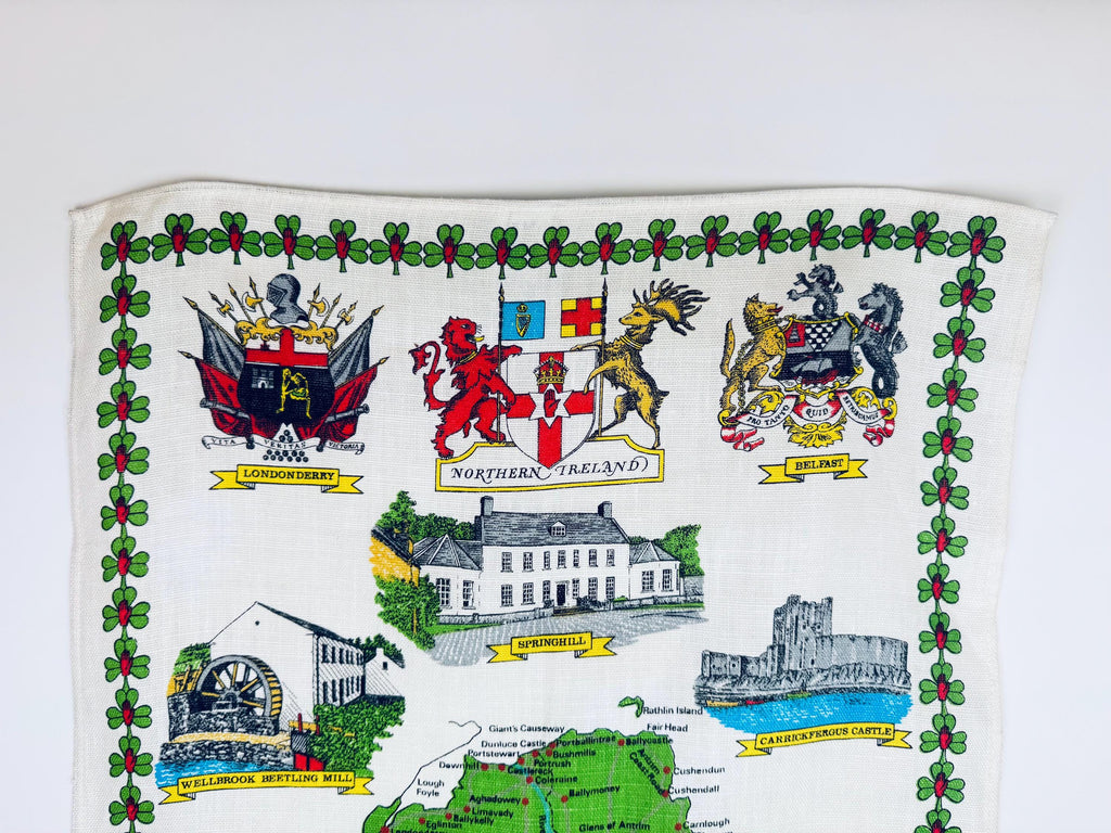 Product image for 'vintage pure irish linen northern ireland map tea towel ulster weavers made in ireland' (view ca209a)