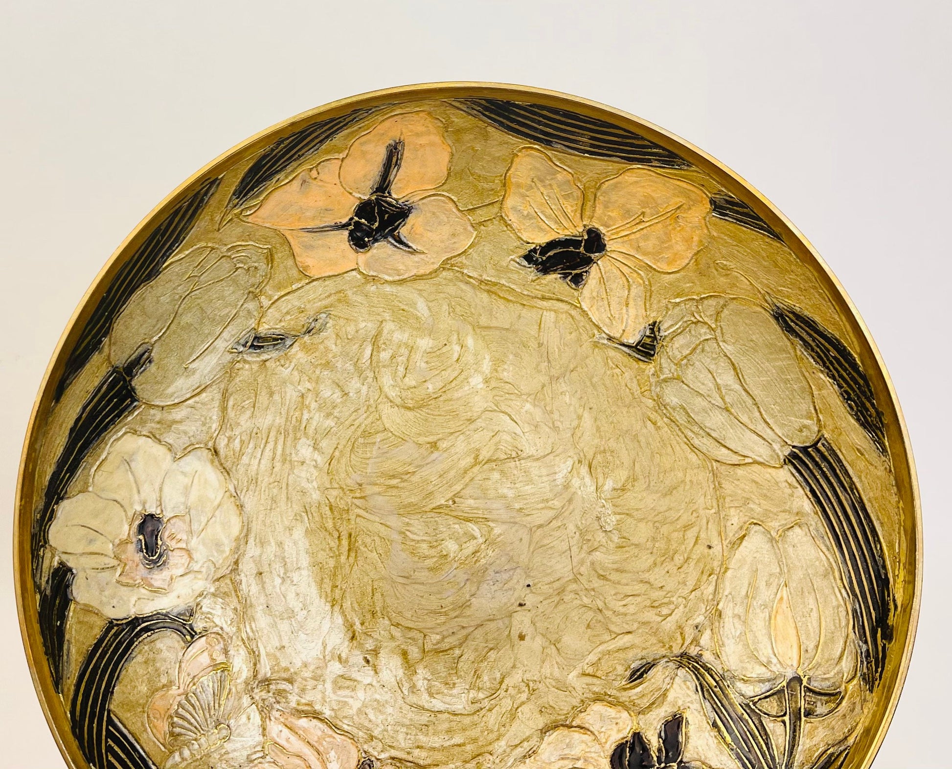 Product image for 'vintage brass cloisonne enamel floral dish hand painted mid century accent sold separately' (view 8ce211)