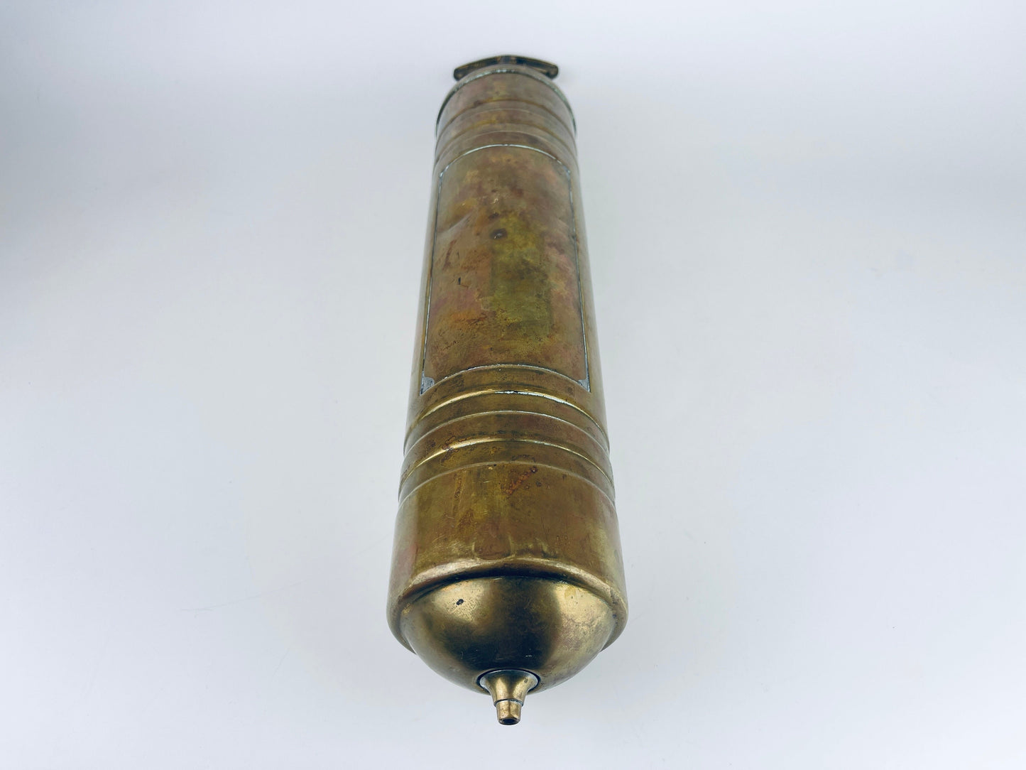 Product image for 'vintage antique brass pump fire extinguisher attractive aged metal patina' (view 527640)