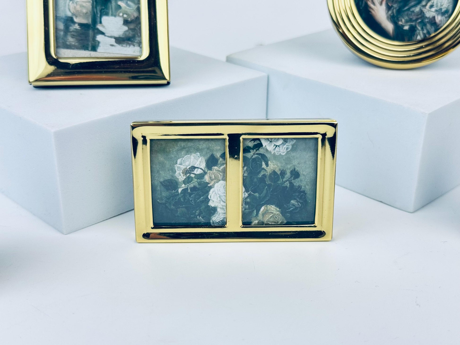 Product image for 'vintage solid brass tabletop picture frames sold separately made in korea' (view ec19f6)