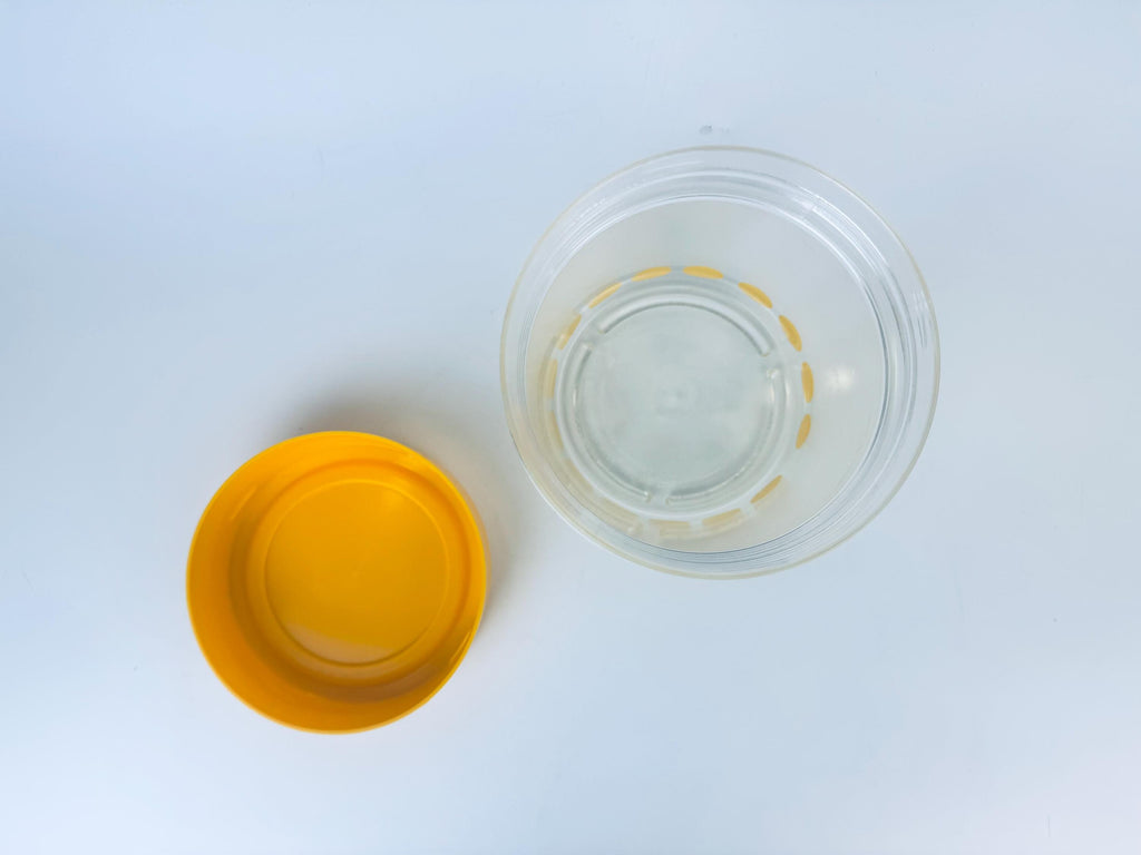 Product image for 'vintage mcm danish yellow polka dot plastic countertop canister made in denmark by garant plast' (view 4ed4b1)