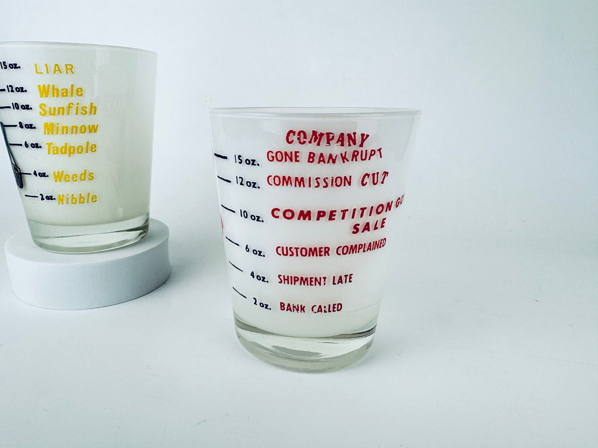 Product image for 'vintage funny gag gift barware liqueur measure glass set of two 2' (view cec416)