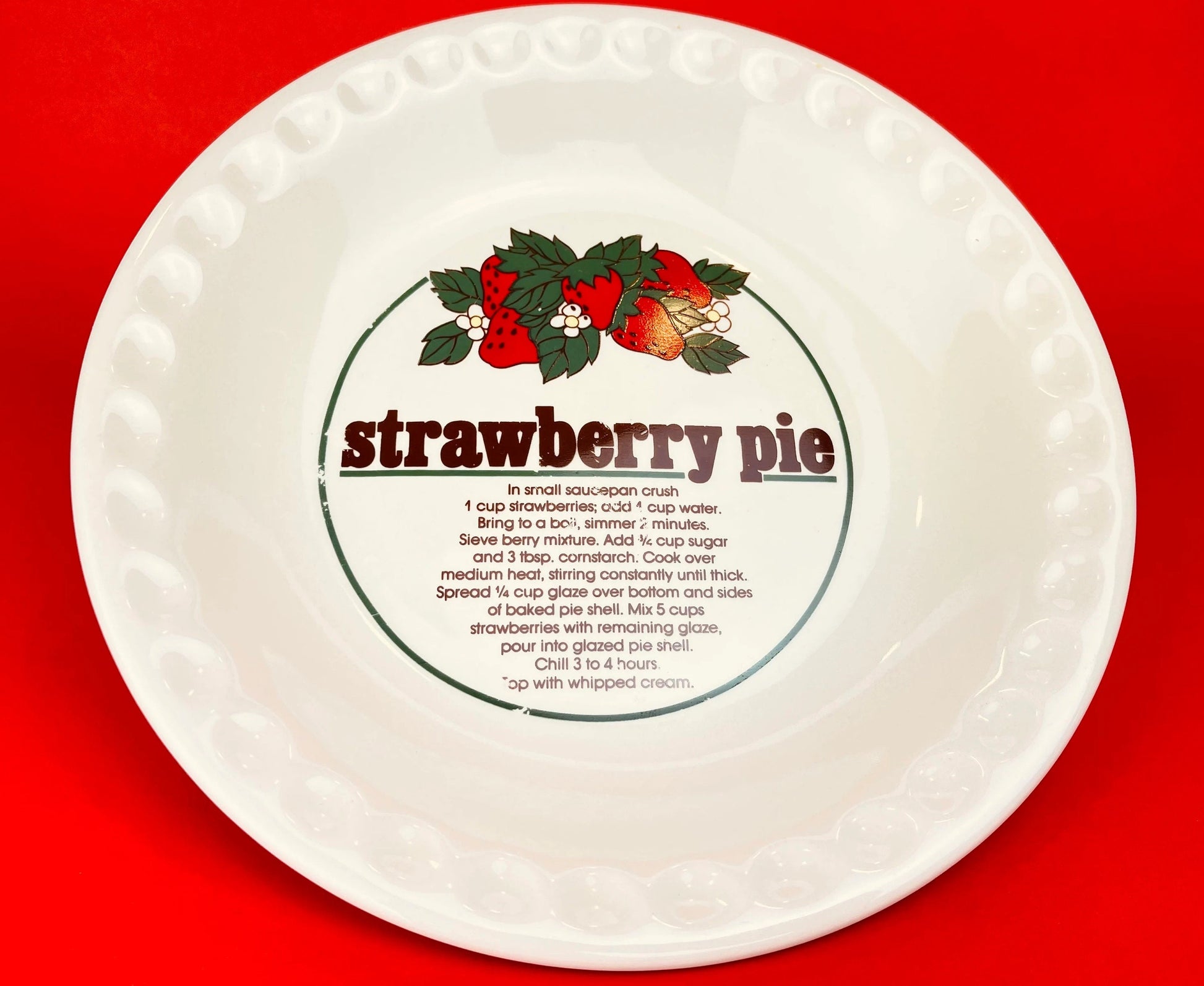 Product image for 'vintage ceramic pie plates strawberry apple pie recipe sold separately' (view 9ea9fd)