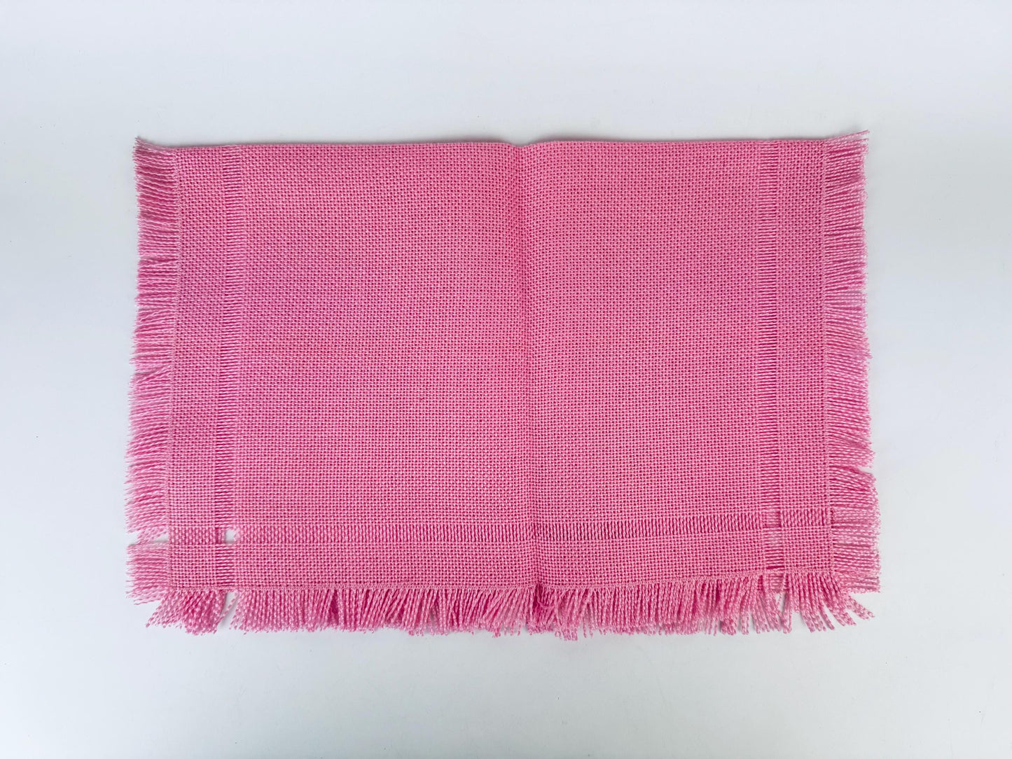 Product image for 'vintage bright pink fringe style rectangular place mats set of six 6' (view d33be0)