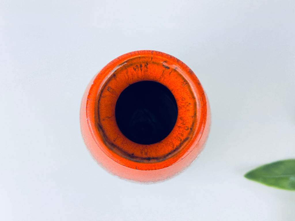 Product image for 'vintage 1970s orange black drip glaze lava bud vase mid century modern accent' (view b7249e)