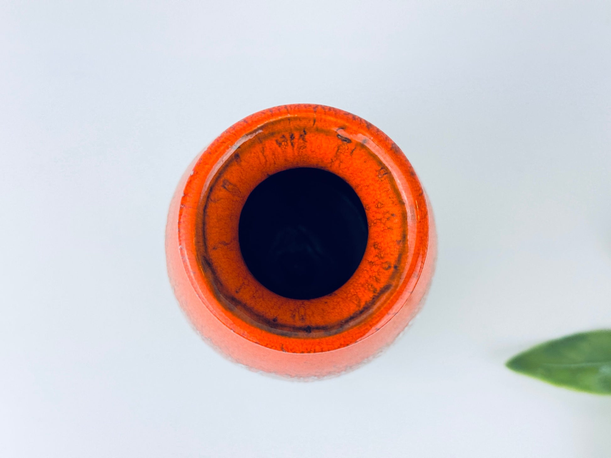 Product image for 'vintage 1970s orange black drip glaze lava bud vase mid century modern accent' (view b7249e)