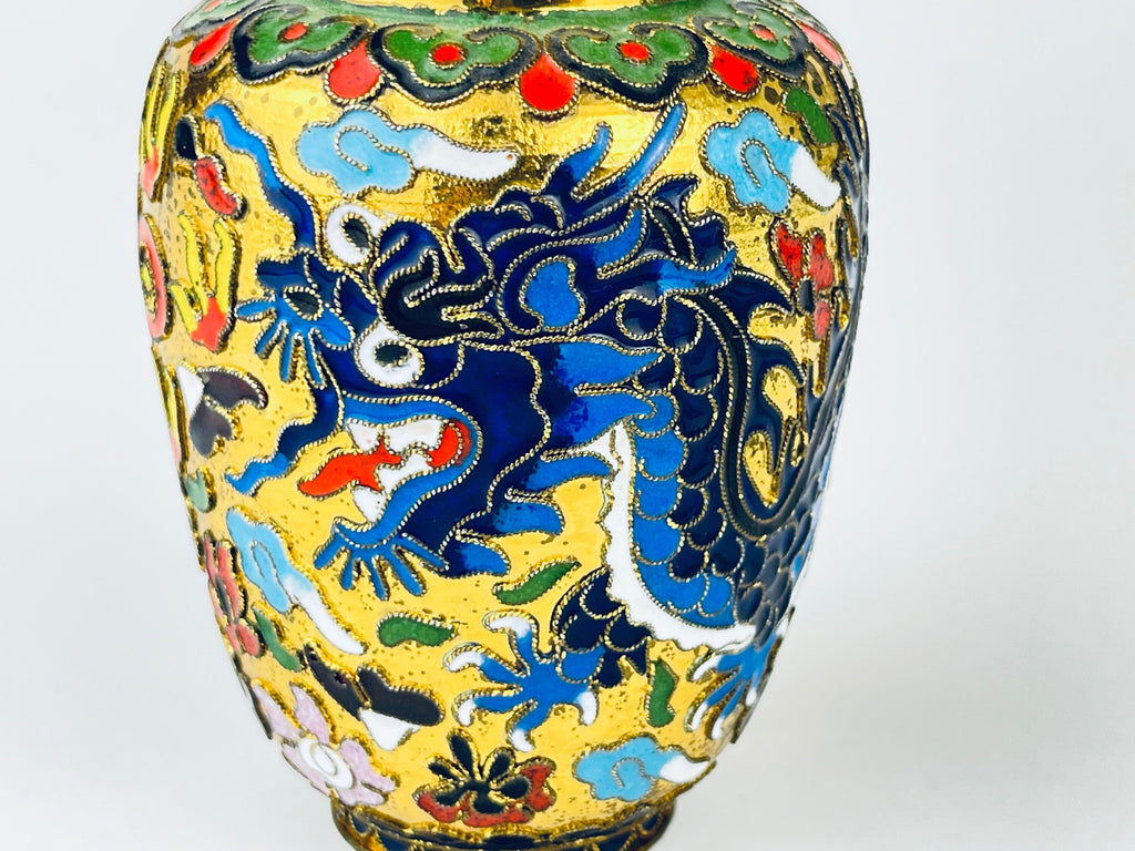 Product image for 'vintage small brass cloisonne vase chinese dragon pattern attractive aged patina' (view 4f5190)