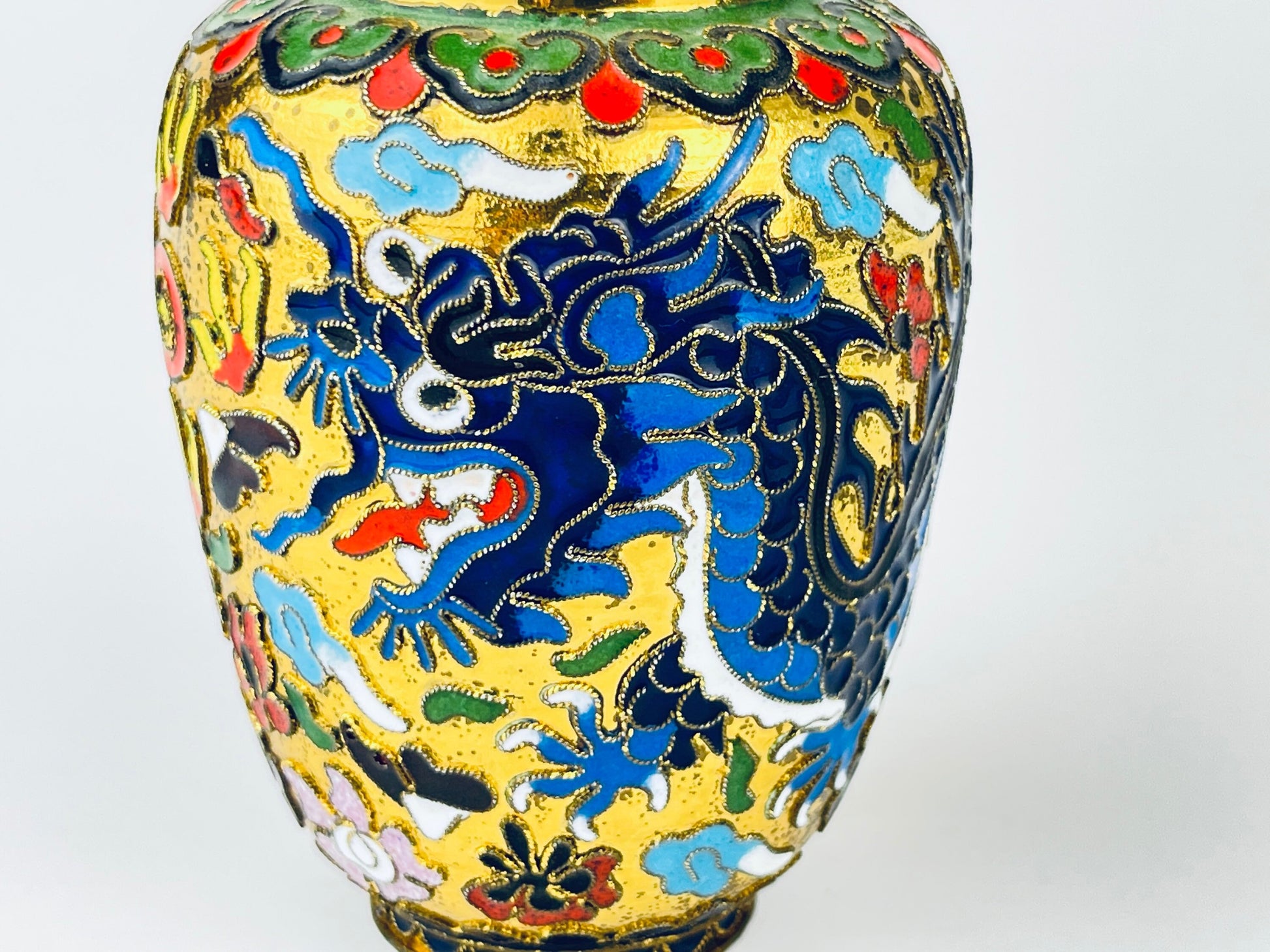 Product image for 'vintage small brass cloisonne vase chinese dragon pattern attractive aged patina' (view 4f5190)