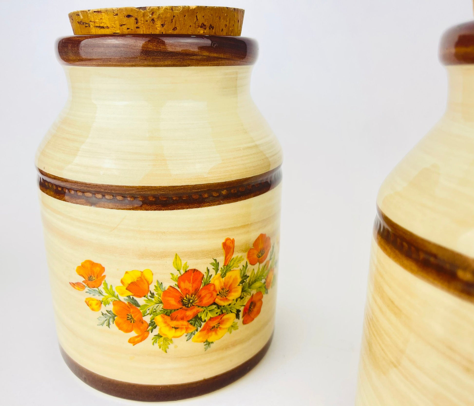 Product image for 'vintage floral ceramic countertop canister jars set of two 2 made in canada' (view 27974e)