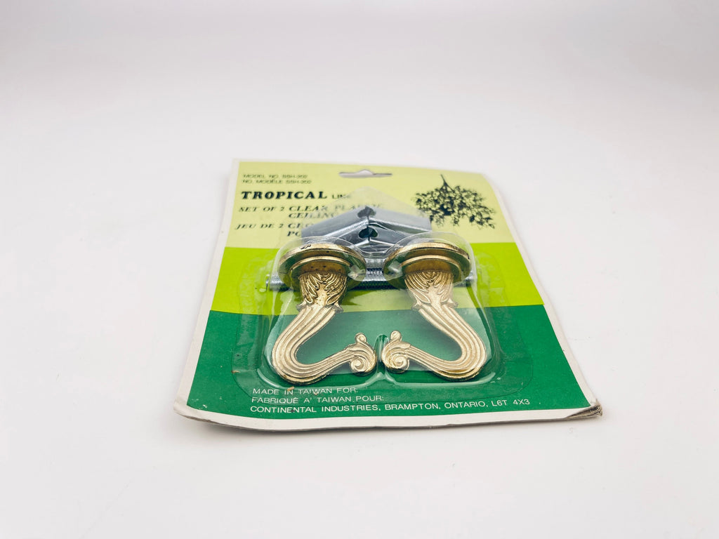 Product image for 'vintage brass ceiling plant hangers new old stock nos set of two 2' (view fd09b2)