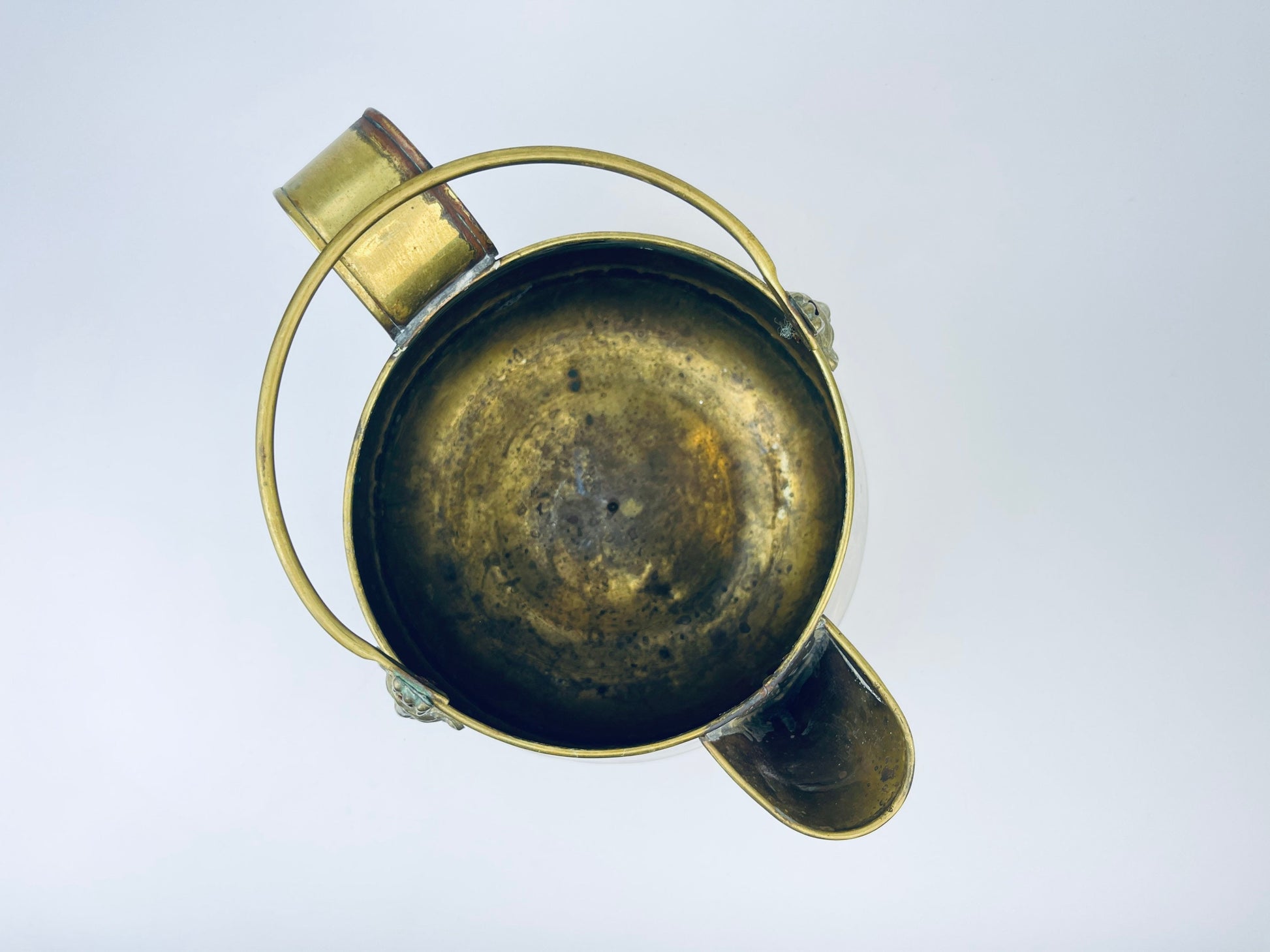 Product image for 'vintage brass lion watering can pot attractive aged metal patina' (view 2a8b70)