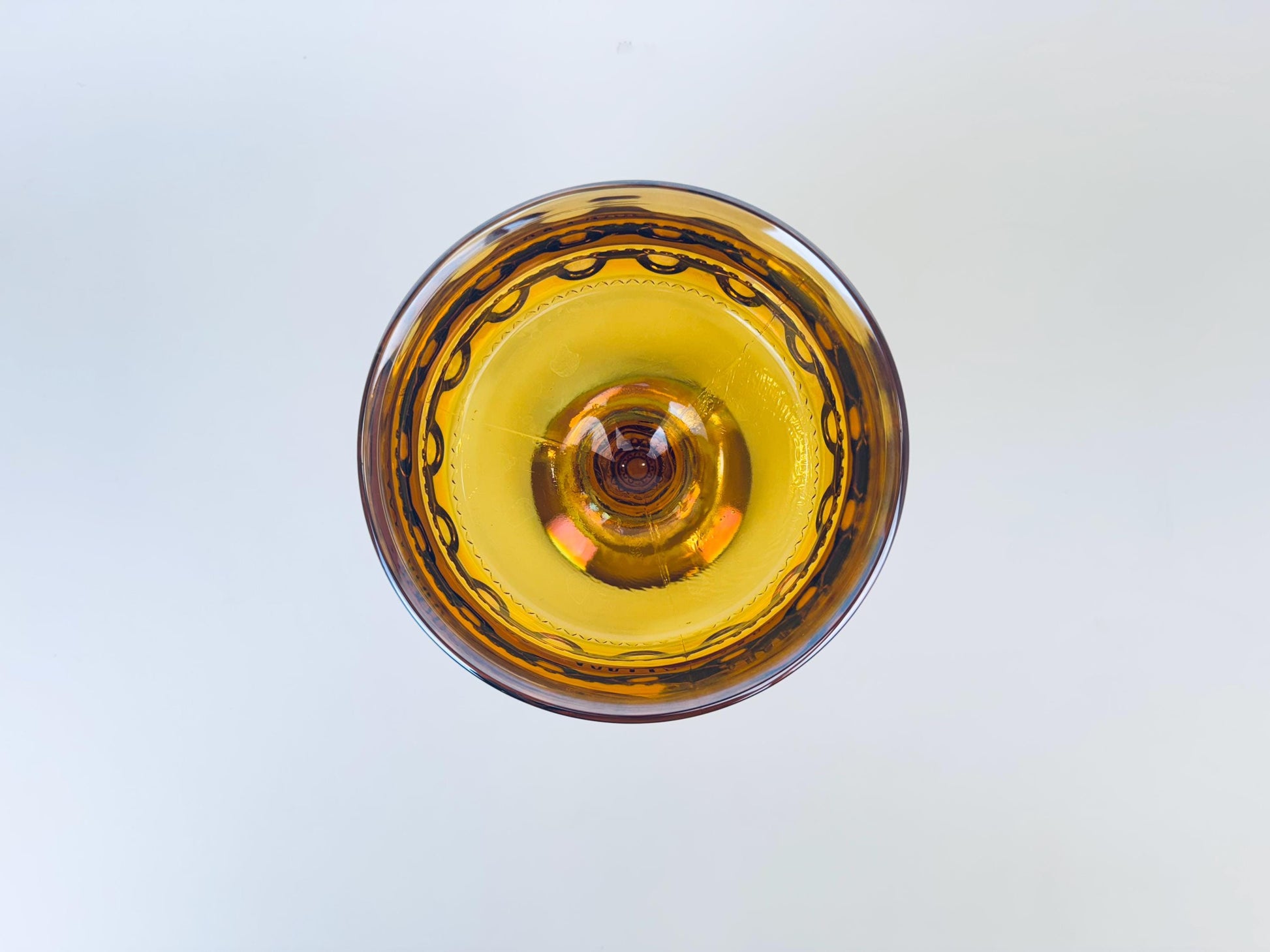 Product image for 'vintage amber carnival glass kings crown thumbprint pedestal compote candy bowl by indiana glass company' (view a03c37)