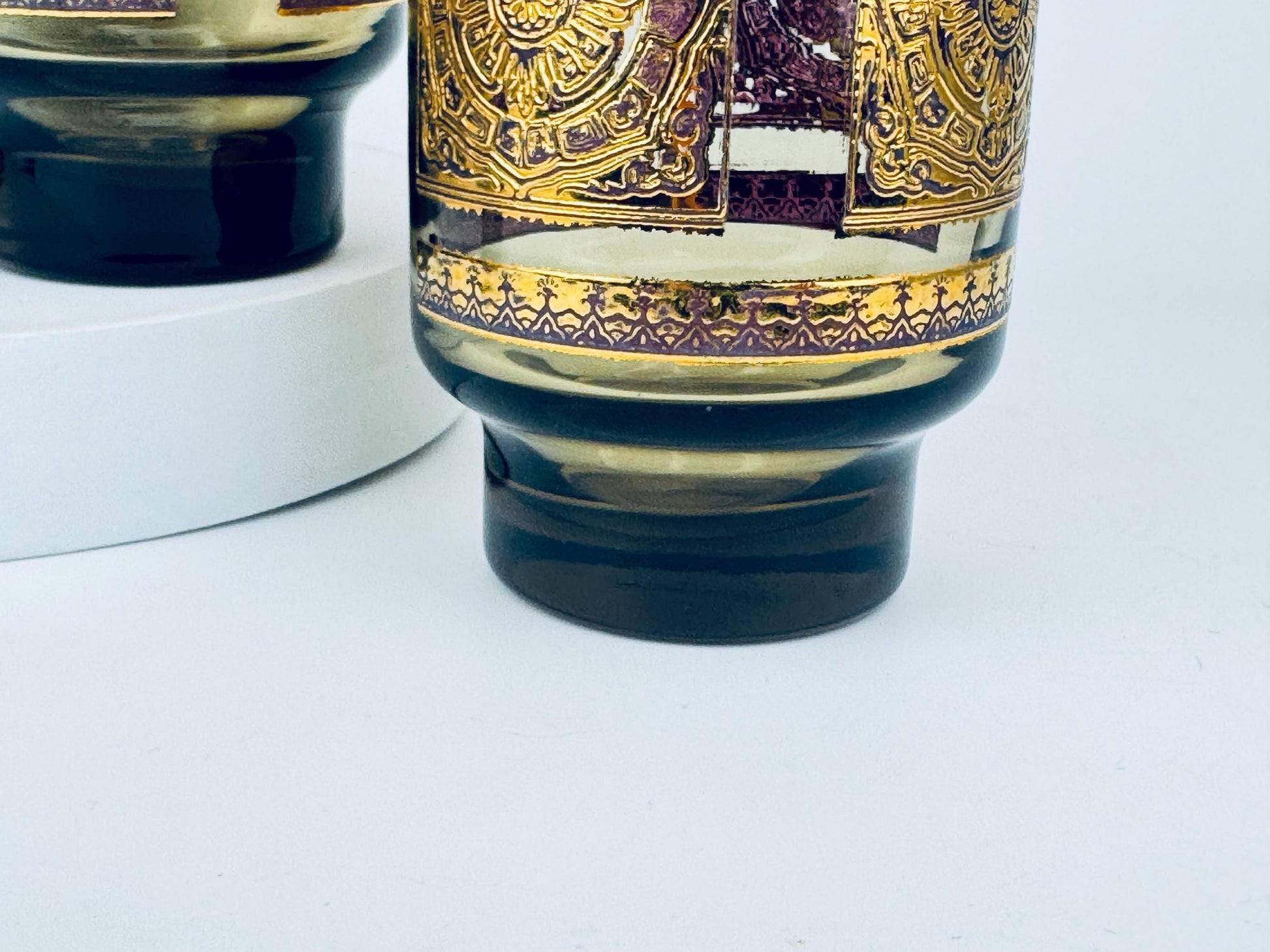 Product image for 'vintage libbey elcyda highball glasses 1960s amethyst gold barware set of five 5' (view 8c2824)