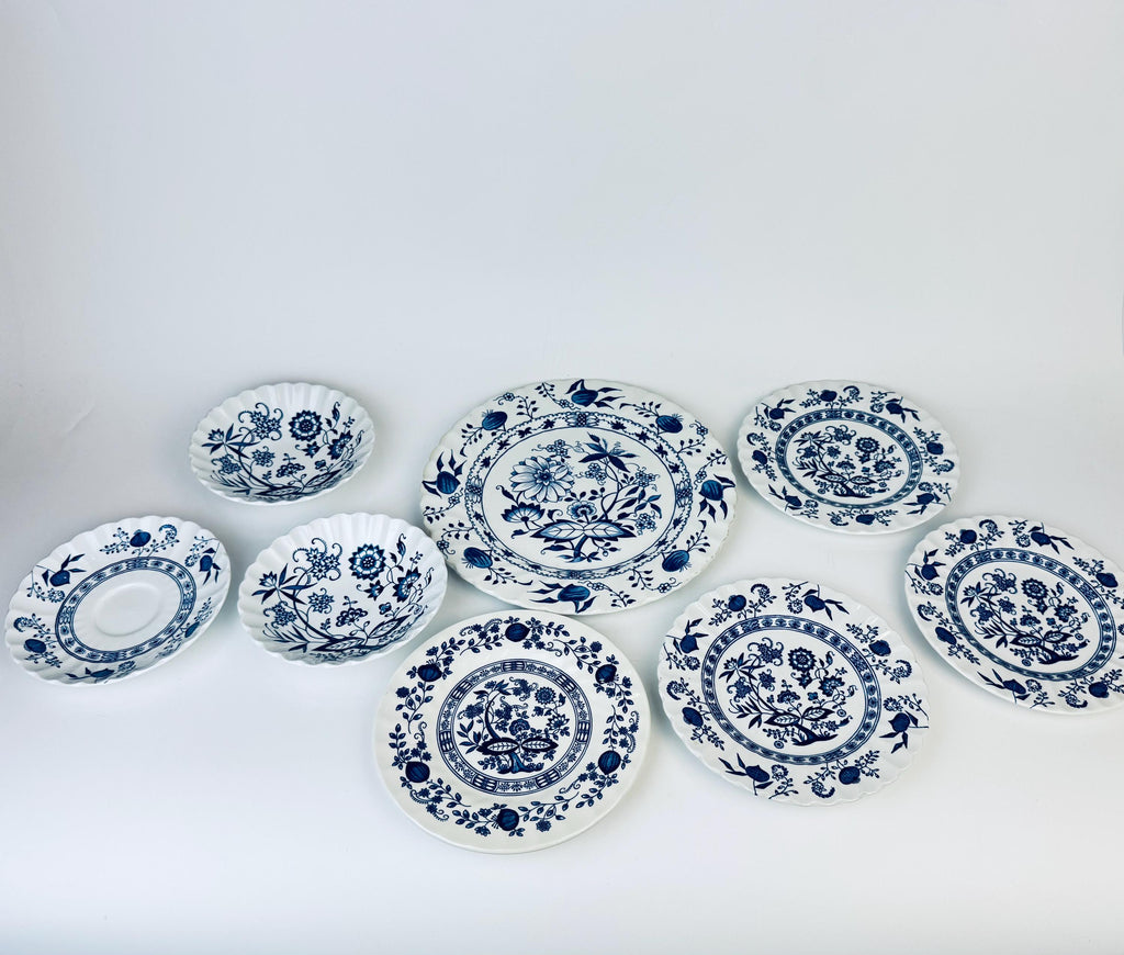 Product image for 'vintage white blue classic blue nordic pattern english ironstone plate saucer cup replacement made in england sold separately' (view 942e60)