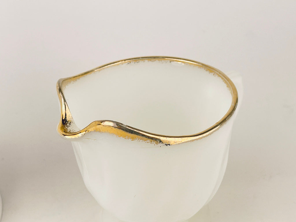 Product image for 'vintage fire king white gold gilt rim milk glass cream sugar bowl made in usa' (view 0fc089)