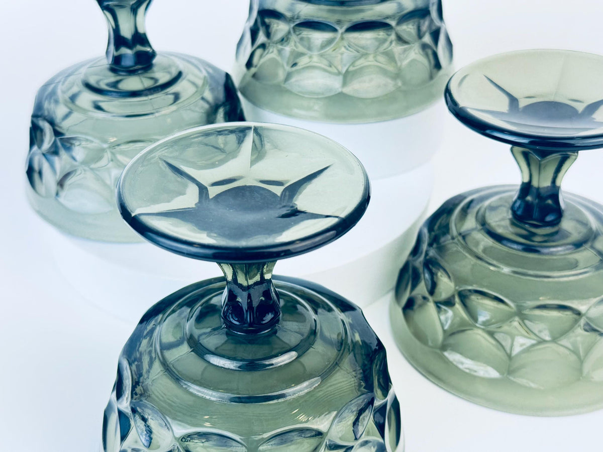 Product image for 'vintage smokey black champagne glasses set of four 4 perspective by noritake made in japan' (view bcef29)