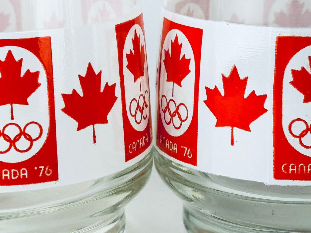 Product image for 'vintage 1976 canada olympics lowball rock glasses set of four 4 barware gift vintage canadiana' (view a758f4)
