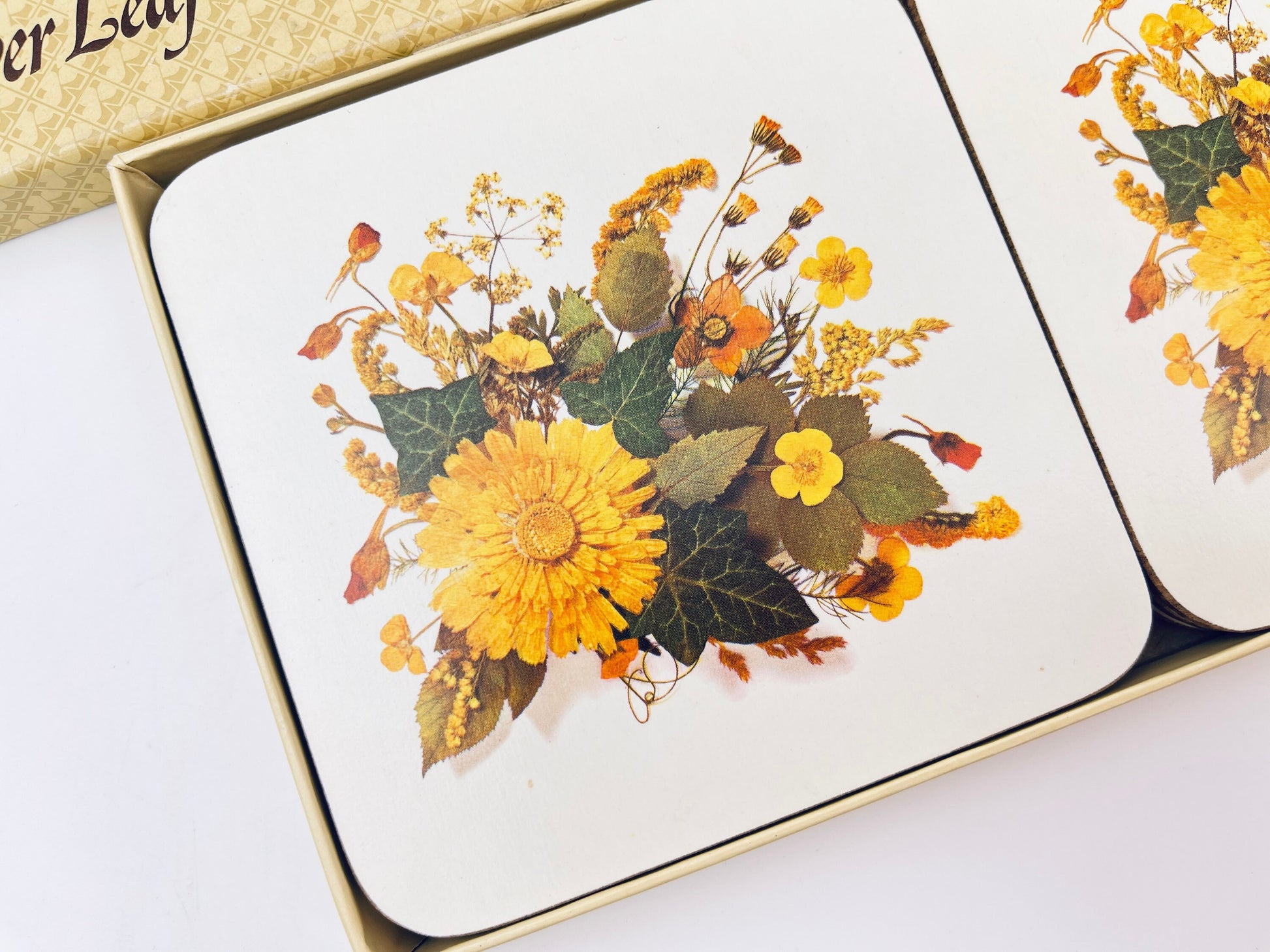 Product image for 'vintage clover leaf floral coasters set of 6 made in uk sears exclusive' (view 314a1b)
